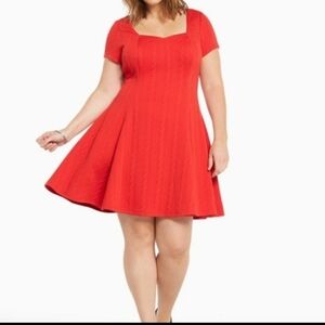 NWOT TORRID 2X SWEETHEART KNIT Red Skater Dress